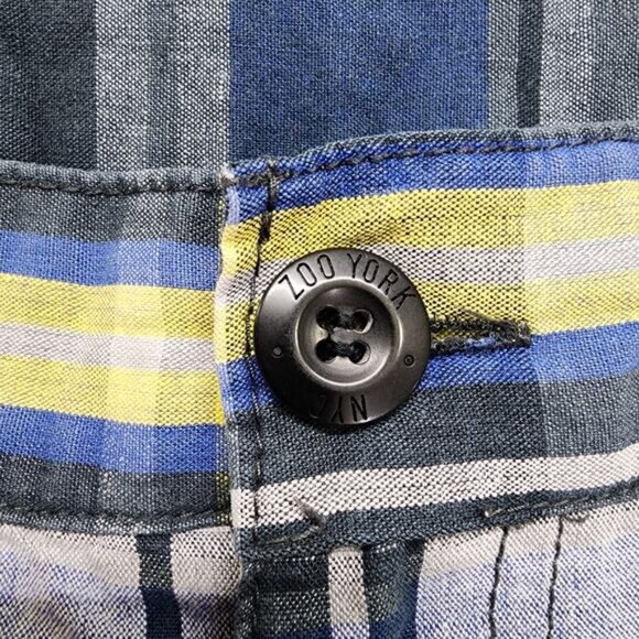ZOO YORK Shorts Mens 32‎ Blue Yellow Black Plaid Bermuda Shorts Skater Boarding - Picture 4 of 6
